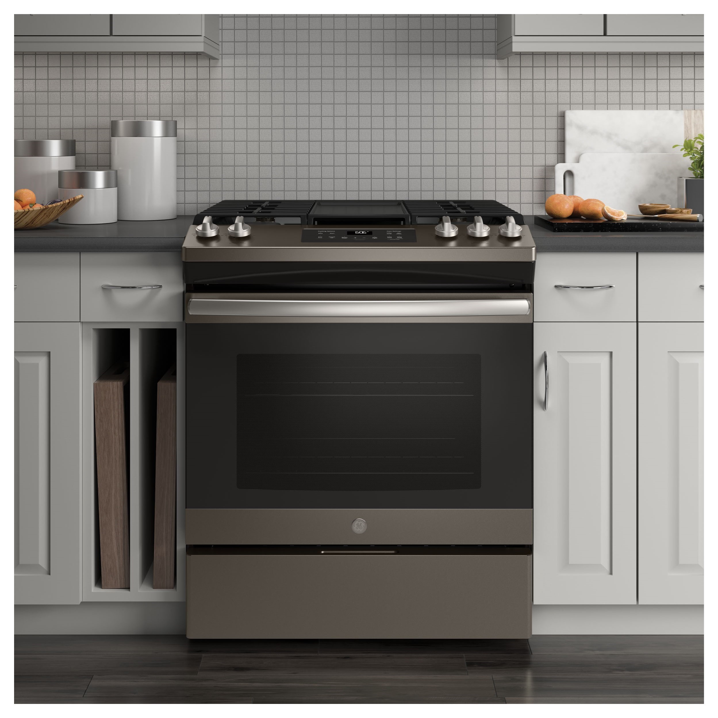 GE Appliances 30" SlideIn Front Control Gas Range Sheely's Furniture